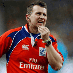 International Rugby Referee & Keynote Speaker Nigel Owens MBE on the pitch